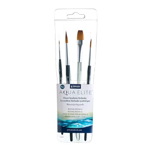 Michaels, Princeton™ Aqua Elite™ 4 Piece Round & Wash Synthetic Kolinsky Brush Set – Category: Multi-Purpose